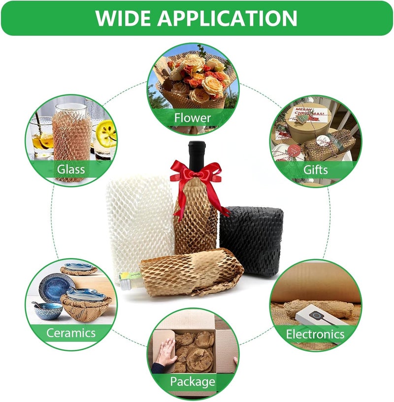 Pine nuts Honeycomb Packing Paper 15"x131' Recyclable Honeycomb Paper Moving Supplies Bubble Paper Wrapping Protective Roll with 30 Fragile Sticker Labels and 66ft of Jute rope (Light pink) - Image 5
